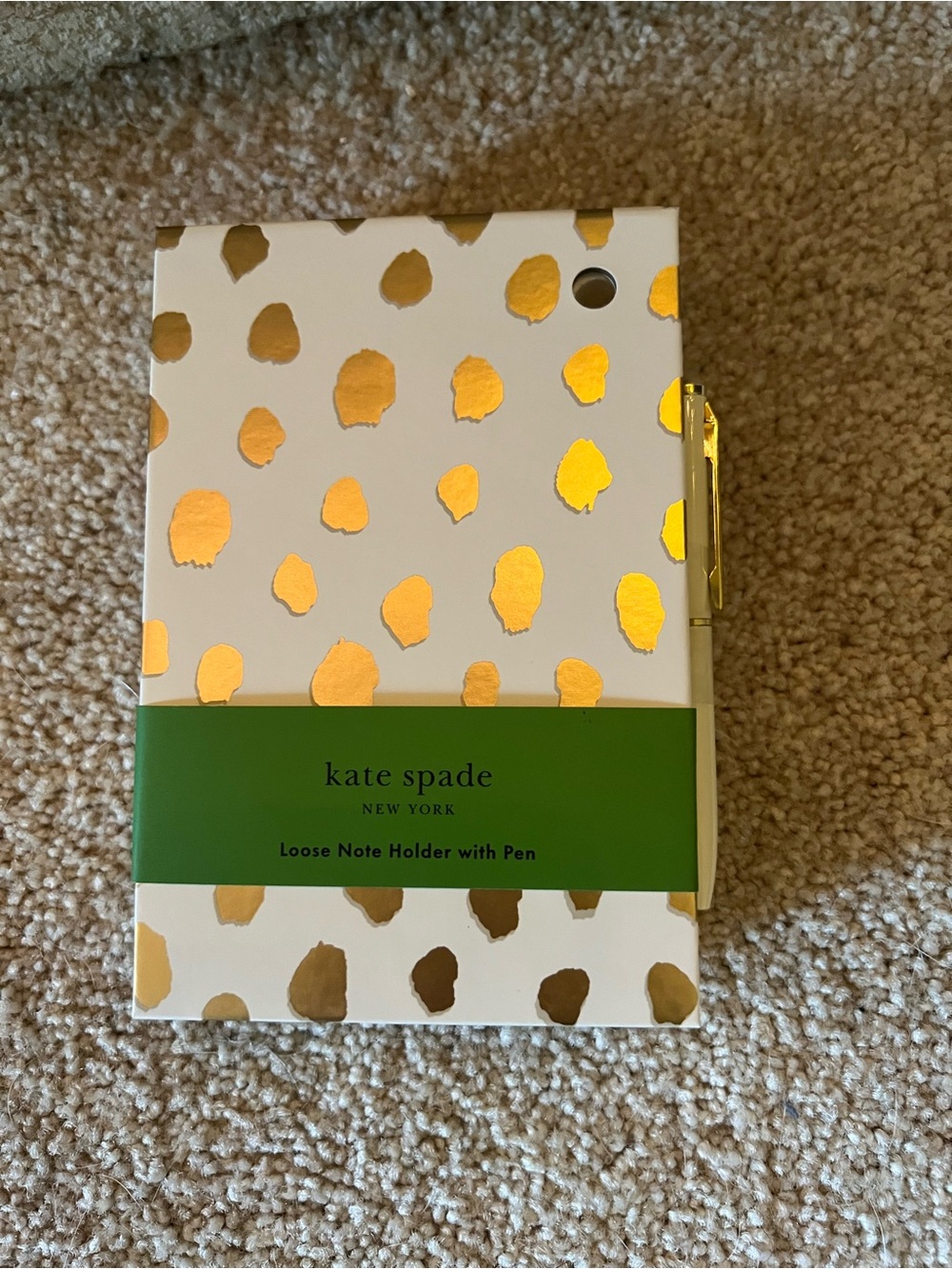 Kate Spade Gold Flamingo Dot Loose Note Holder with Pen